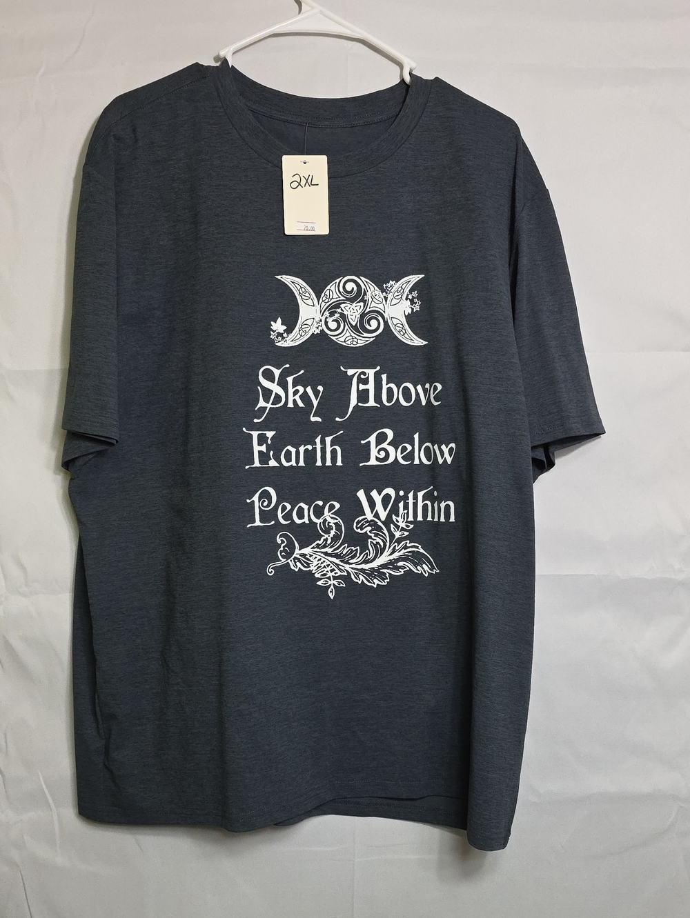 Halloween Sky Above Earth Below Peace Within Graphic Tee Charcoal 2XL (W717)
